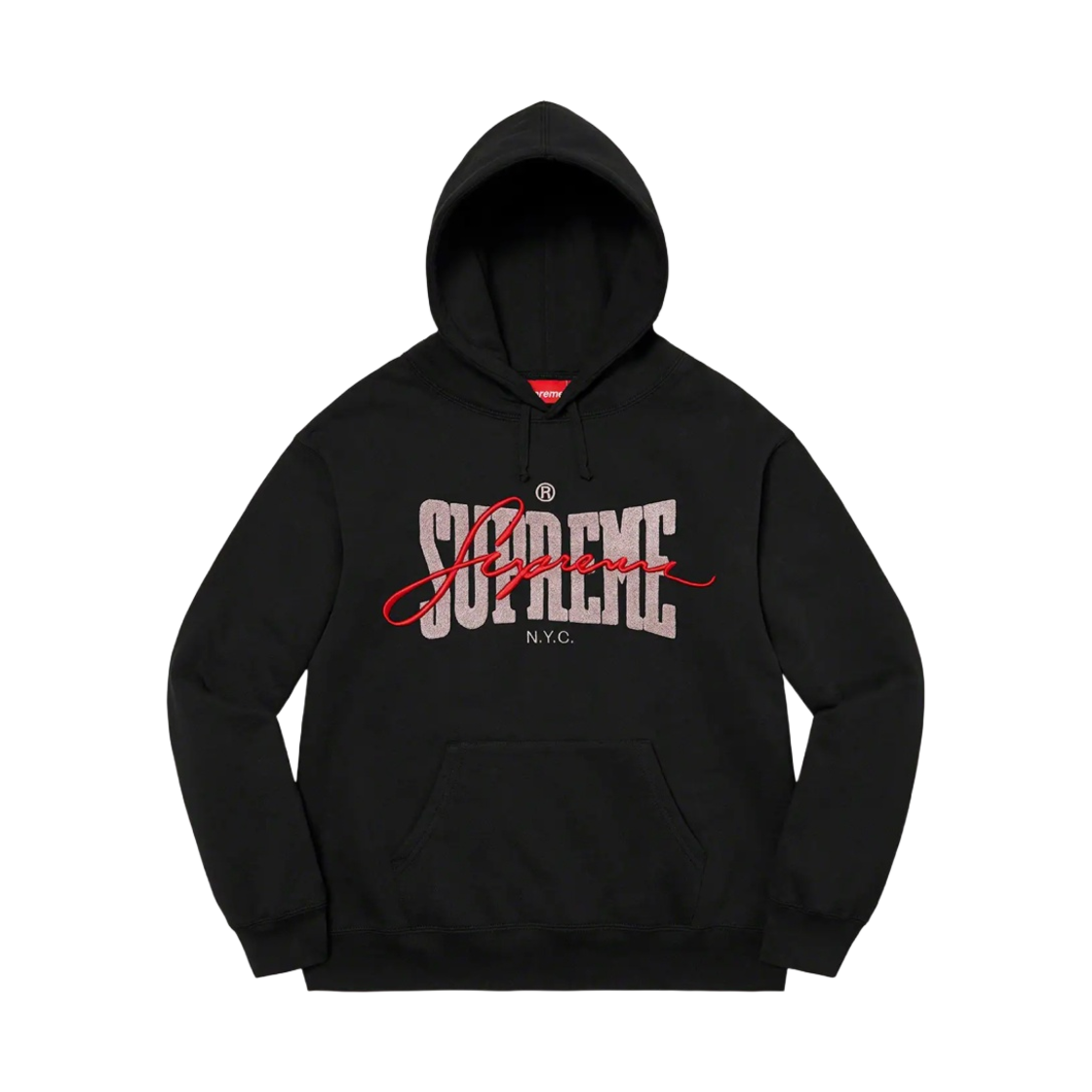 - Supreme Embroidered Chenille Hooded Sweatshirt Black - 22SS