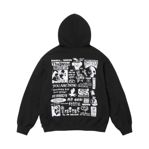 Supreme Wild Embroidered Hooded Sweatshirt Black - 24FW