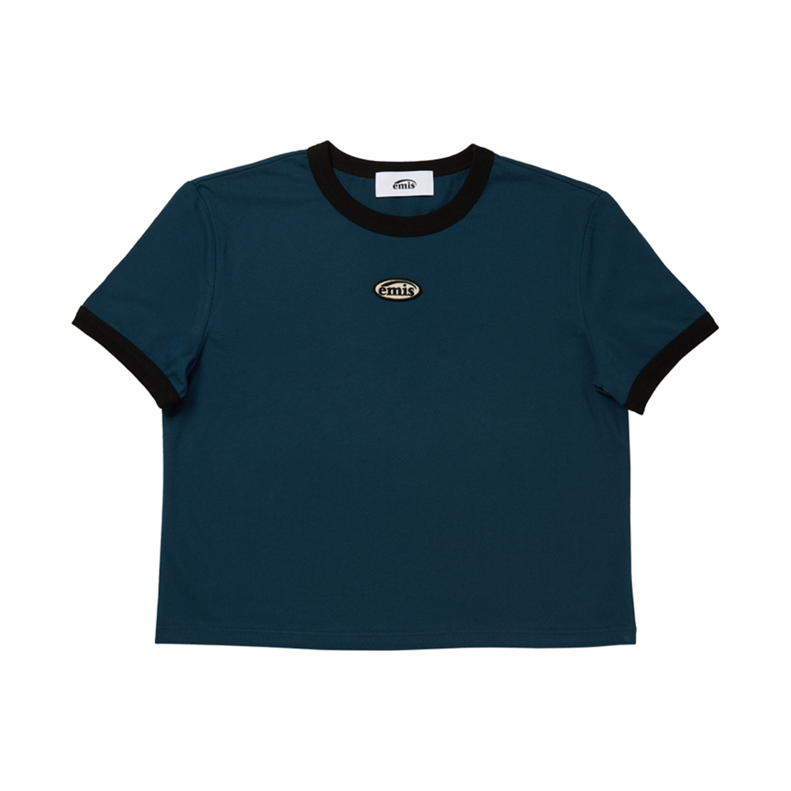 (W) 이미스 링거 티셔츠 네이비 블랙((W) Emis Ringer T-Shirts Navy Black) - 1