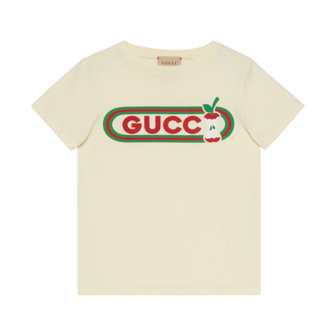 (키즈) 구찌 코튼 애플 프린트 티셔츠 오프 화이트((Kids) Gucci Cotton Apple Print T-Shirt Off White) - 1