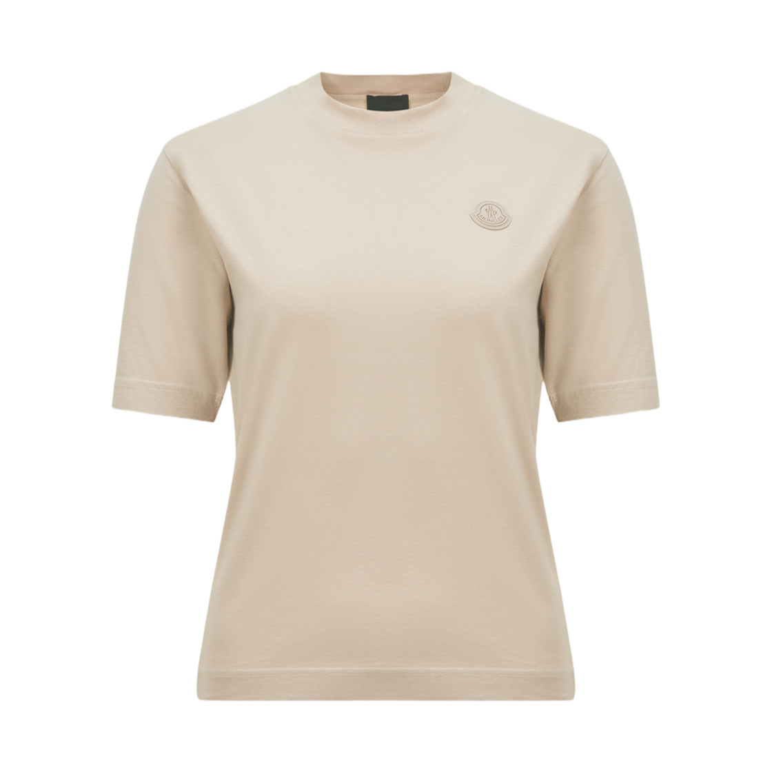K1-093-8C00005-89A17-21E (W) Moncler Silicone Logo Patch Cotton T-Shirt Sand Beige - 25SS