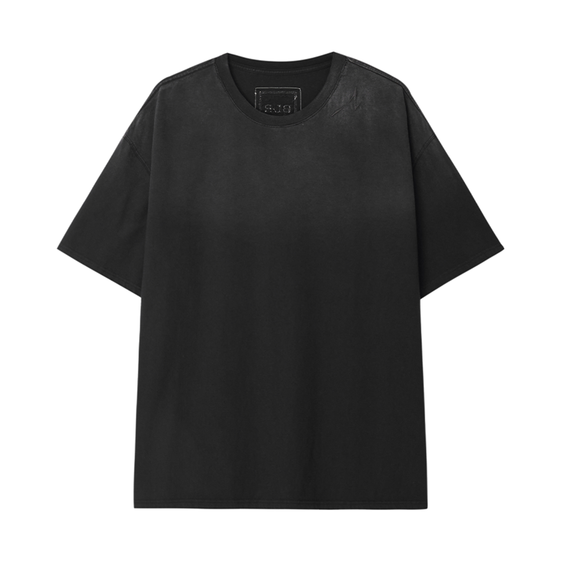 비엘알 로우컷 스퀘어 패치드 워싱 티셔츠(오버핏)(BLR Raw Cut Square Patched Washing T-shrits (Over-fit))