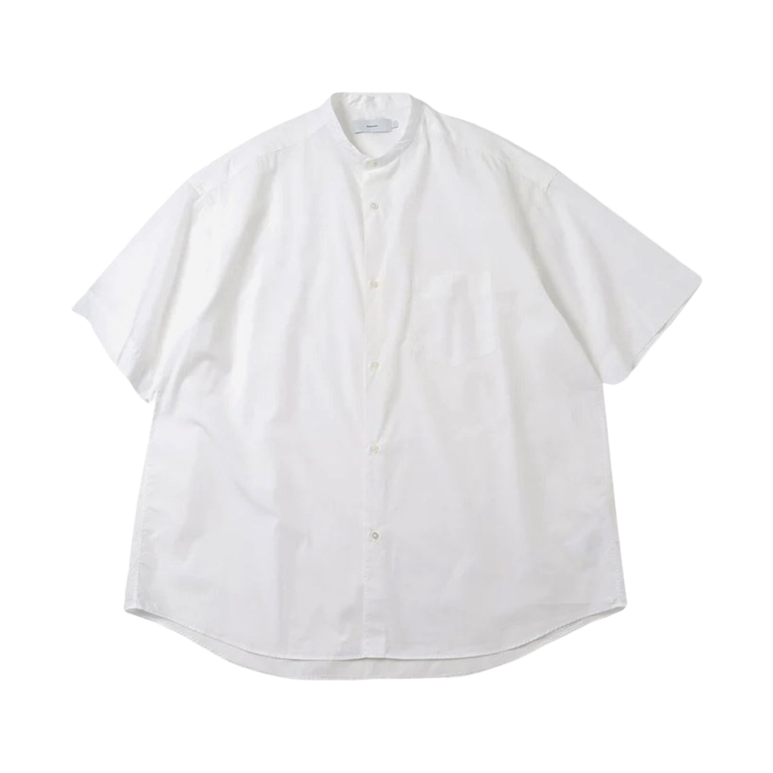 그라프페이퍼 브로드 숏슬리브 오버사이즈 밴드 칼라 셔츠 화이트(Graphpaper Broad S/S Oversized Band Collar Shirt White)