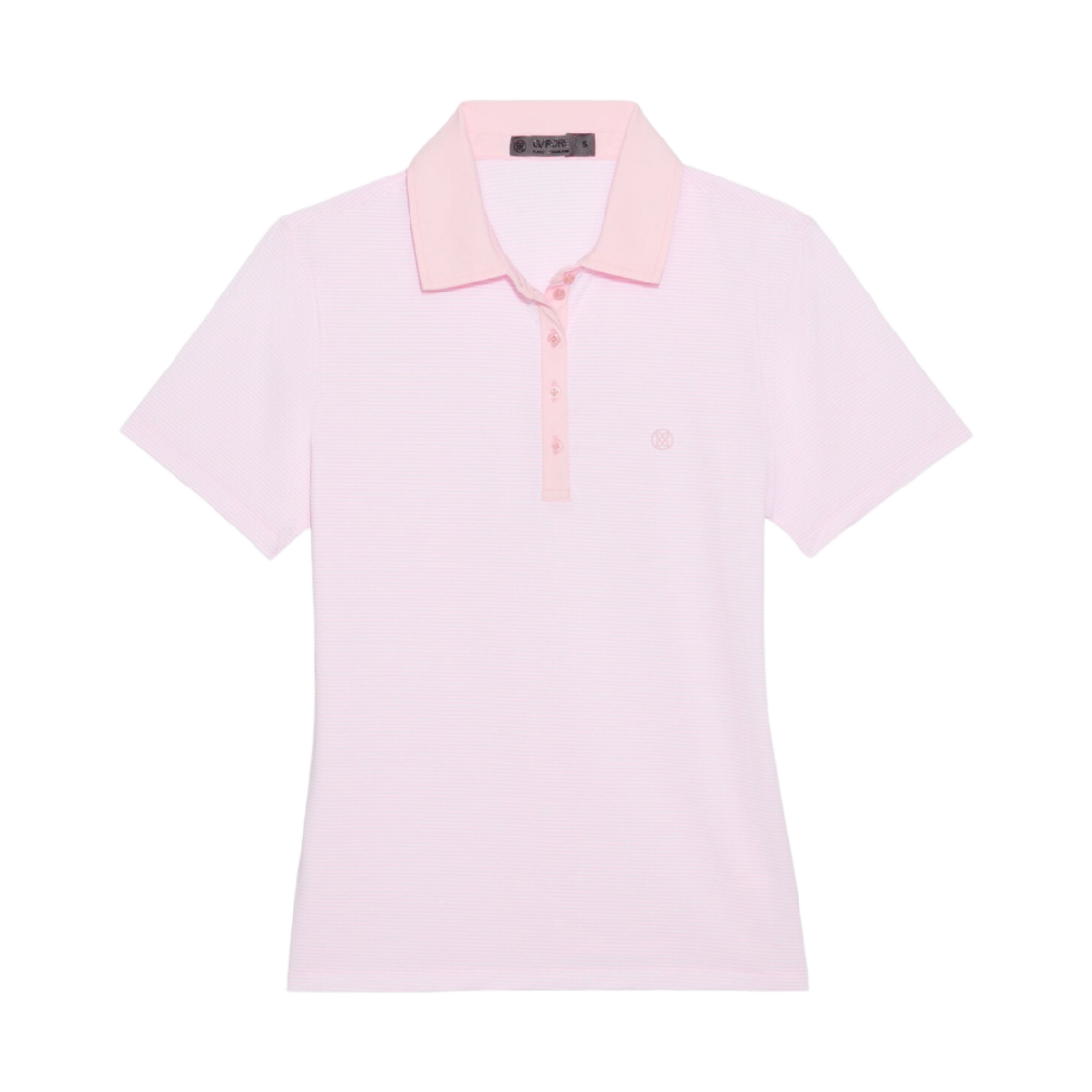 (W) 지포어 피더 스트라이프 테크 저지 폴로 블러쉬((W) G/Fore Feeder Stripe Tech Jersey Polo Blush) - 1