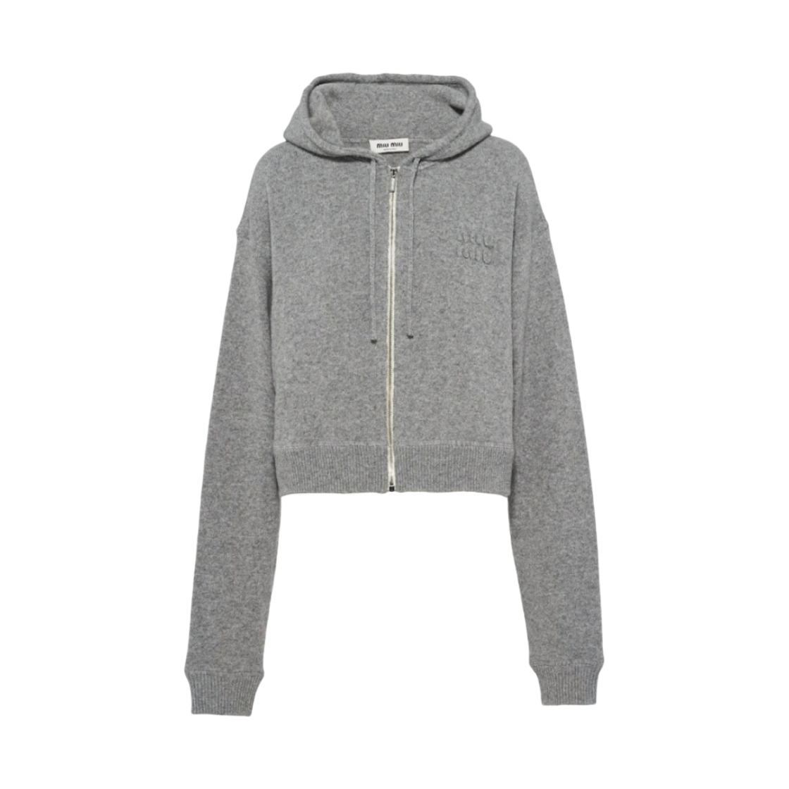(W) 미우 미우 울 캐시미어 후드 그레이((W) Miu Miu Wool Cashmere Hoodie Grey) - 1