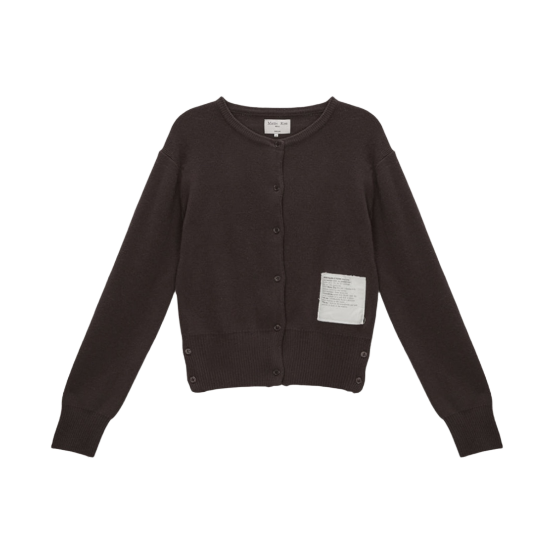MK2377CD012M0BR (W) Matin Kim Typo Patch Round Cardigan Brown