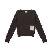 (W) Matin Kim Typo Patch Round Cardigan Brown
