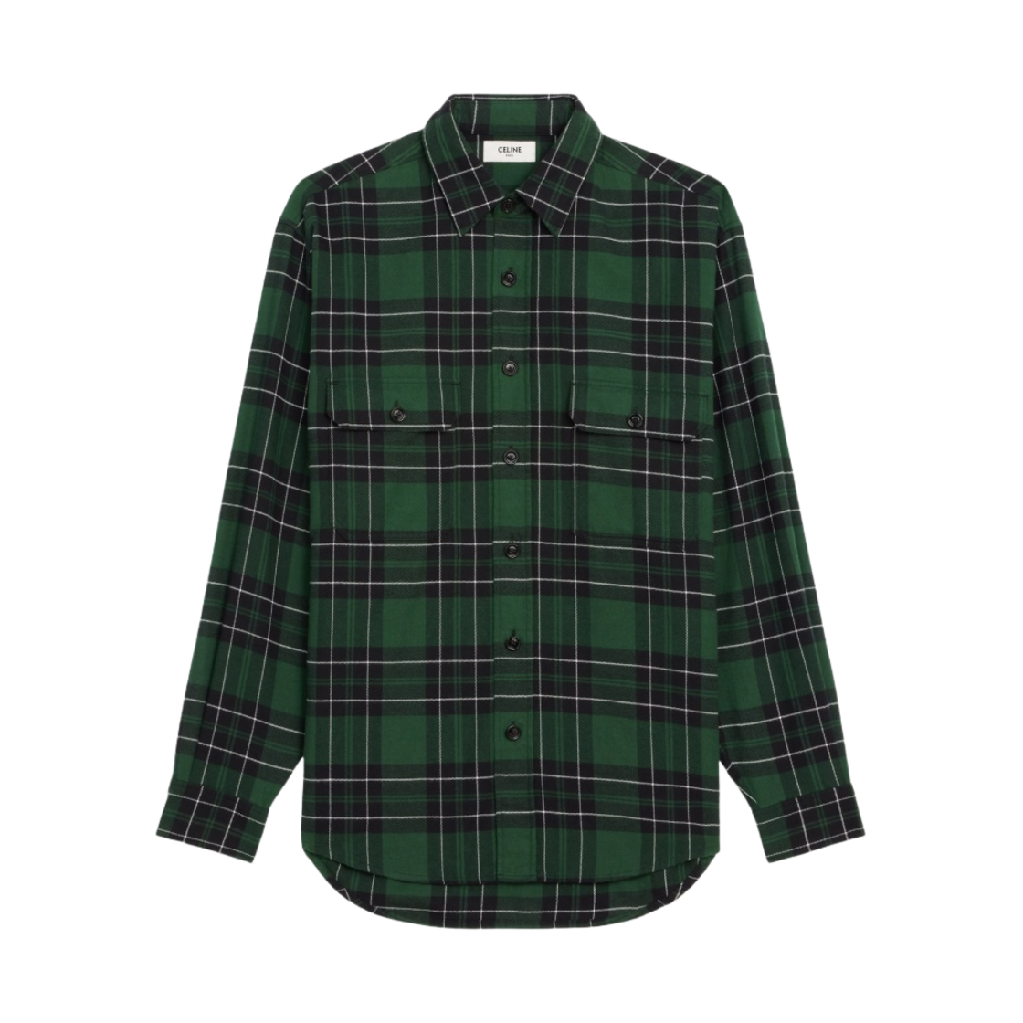 (W) 셀린느 체크 플란넬 오버사이즈 셔츠 그린 블랙((W) Celine Oversized Shirt in Checked Flannel Green Black) - 1