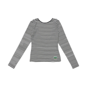 Green Butter Women Label Patch Stripe Span T-Shirt Black