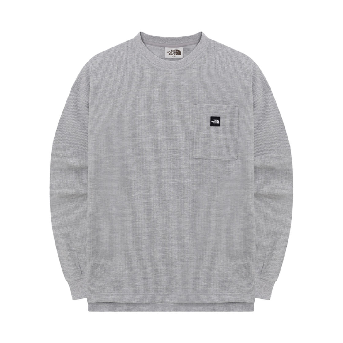 NT7TR02K The North Face Waffle L/S Round T-Shirt Melange Grey - 25SS
