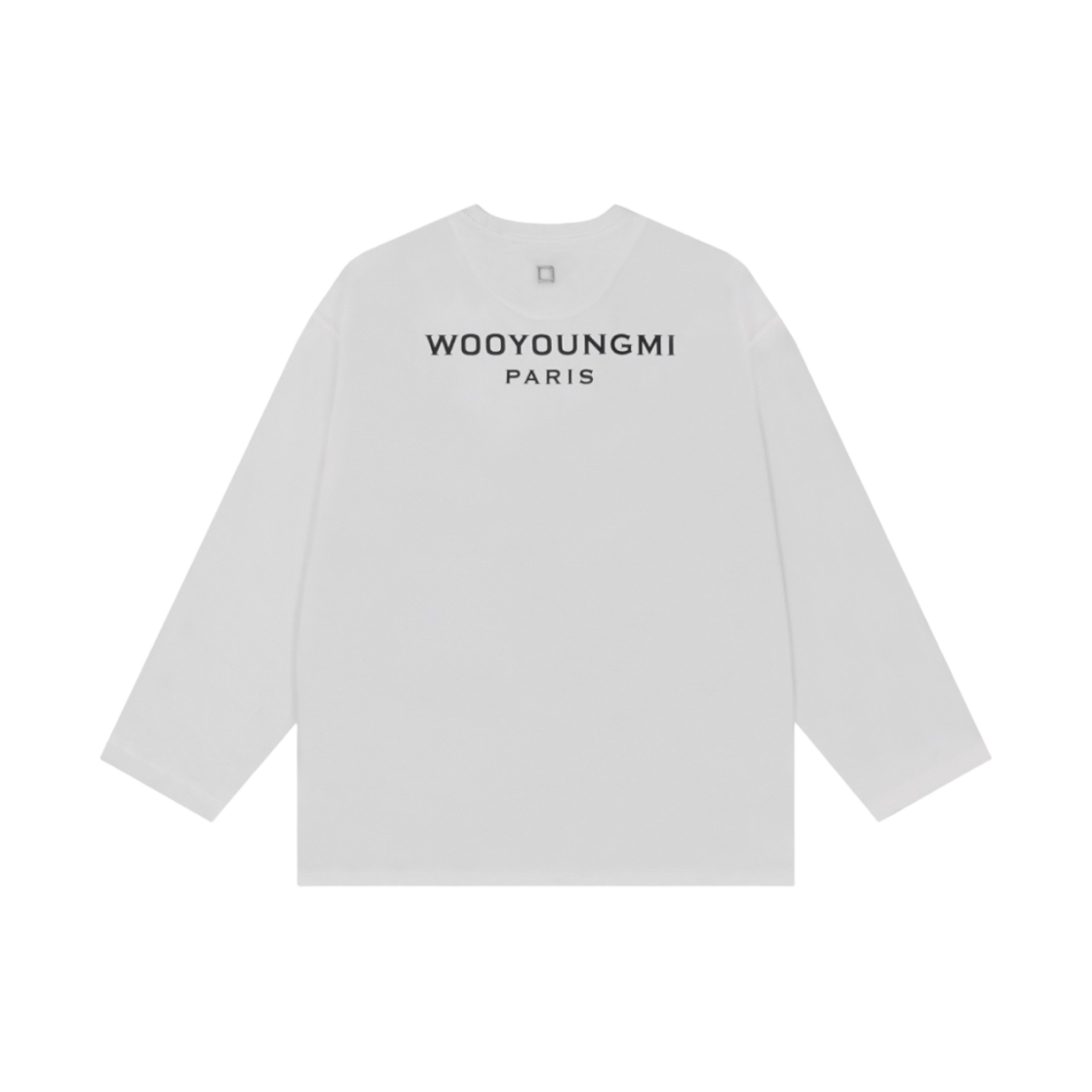 우영미 롱슬리브 블랙 백로고 티셔츠 화이트 - 22SS(Wooyoungmi Long Sleeve Black Back Logo T-Shirt White - 22SS) - 1