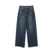 Millo Women Vintage Wide Denim Pants Washed Blue