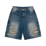 Cactusdonutmarket Carpenter Bermuda Denim Pants - Blue