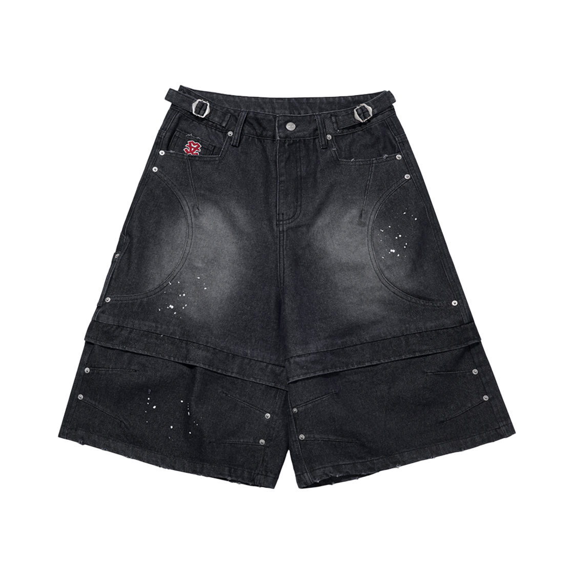 TP0060 Flavorism Incision Bermuda Denim Pants Black - 대표 이미지 #1