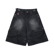 Flavorism Incision Bermuda Denim Pants Black