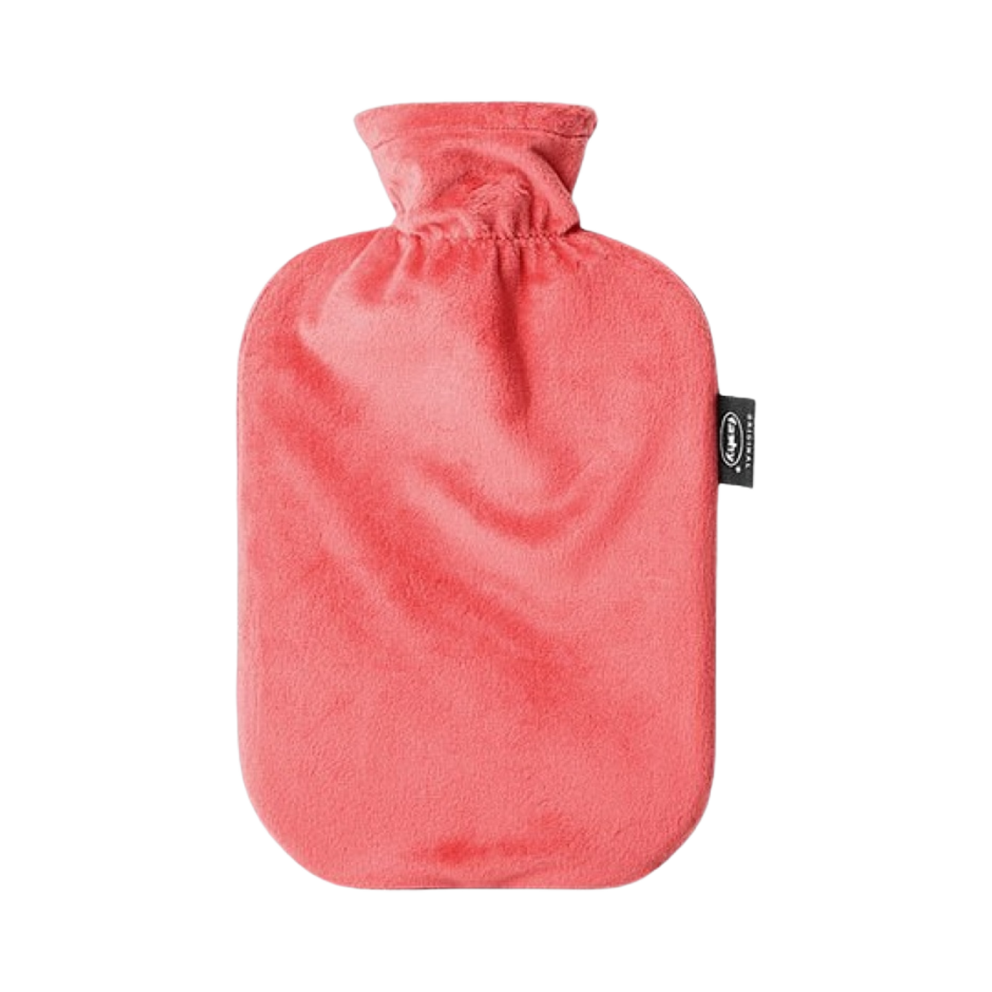 6712-44 Fashy Hot Water Bottle 2L with Plush Cover Coral Red