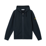 Stone Island 6100067 Brushed Organic Cotton Fleece Regular Fit Hooded Zip Up Sweatshirt with Pockets Navy Blue - 25FW