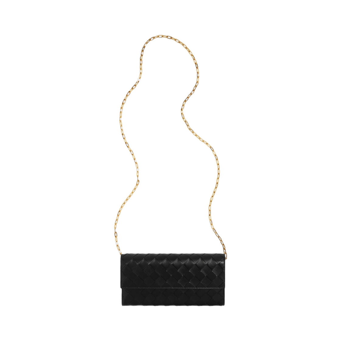 730568VCPP38425 Bottega Veneta Intrecciato Wallet on Chain Black