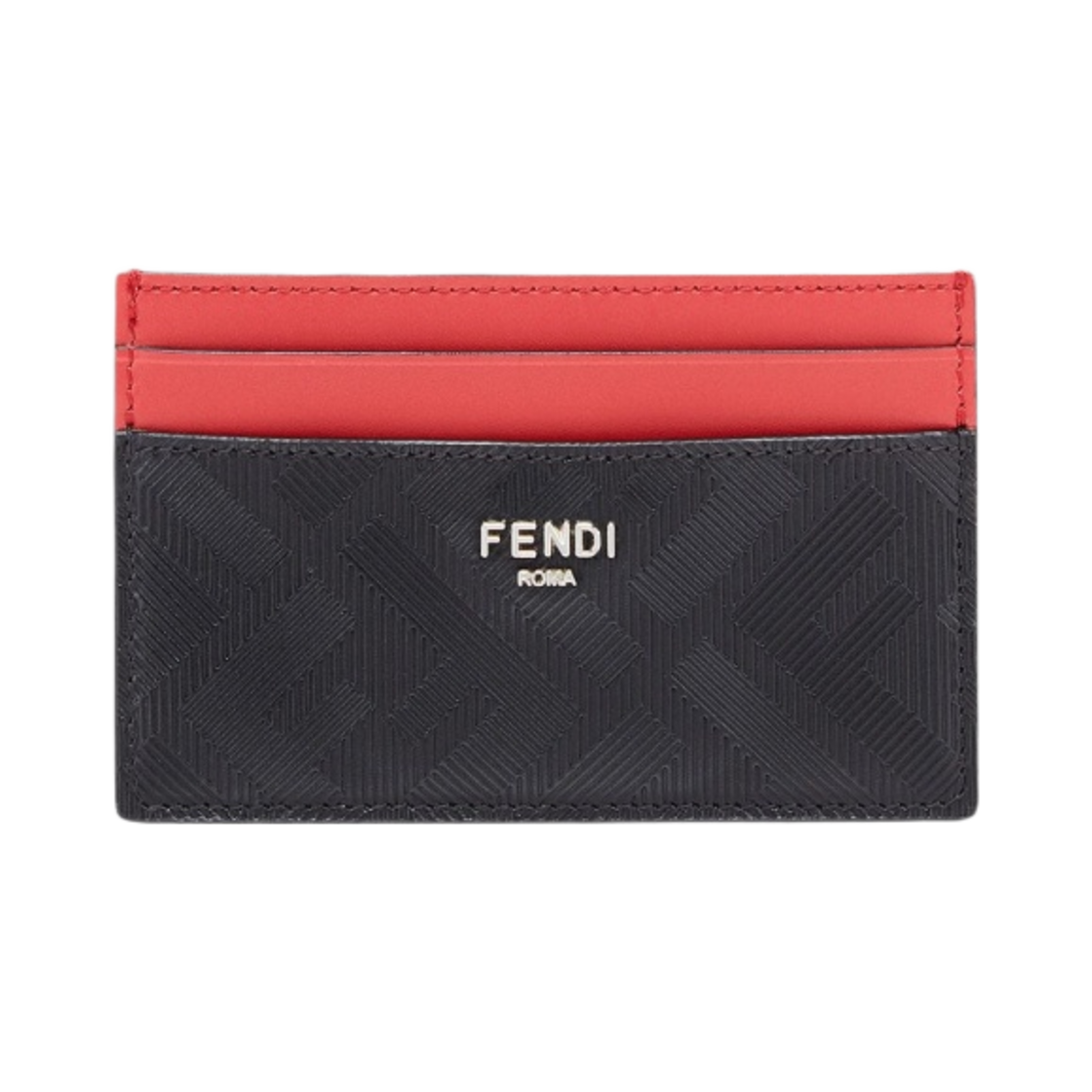 7M0347AJF4F19KP Fendi FF Roma Leather Card Holder Black