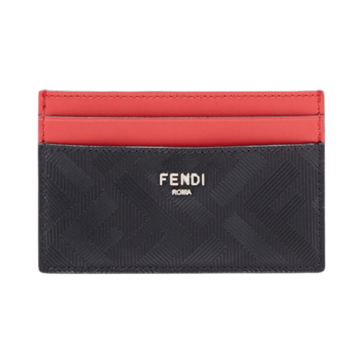 7M0347AJF4F19KP Fendi FF Roma Leather Card Holder Black