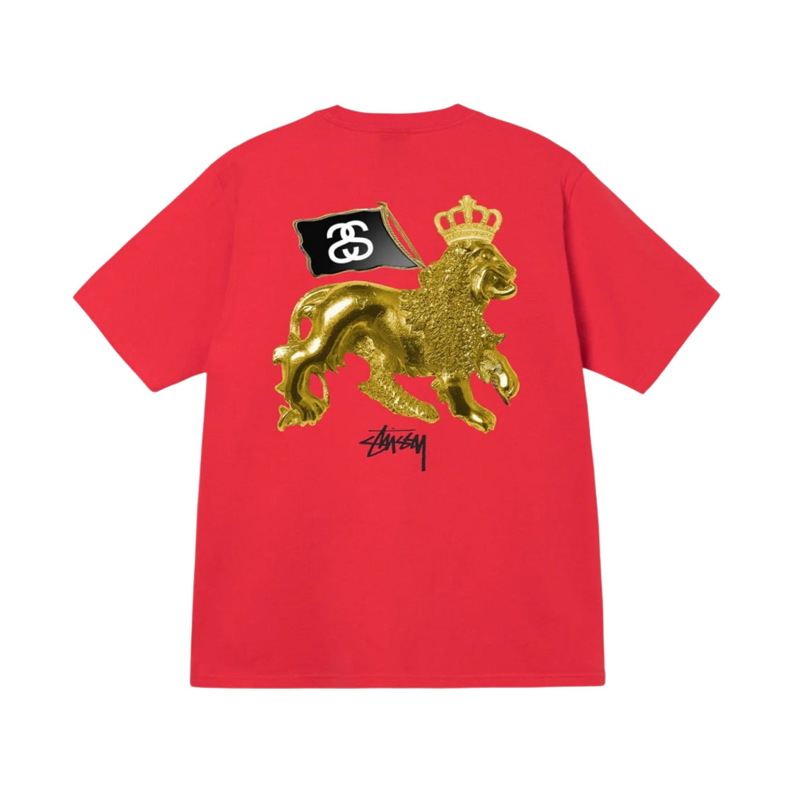 스투시 골드 라이언 티셔츠 레드(Stussy Gold Lion T-Shirt Red) - 1