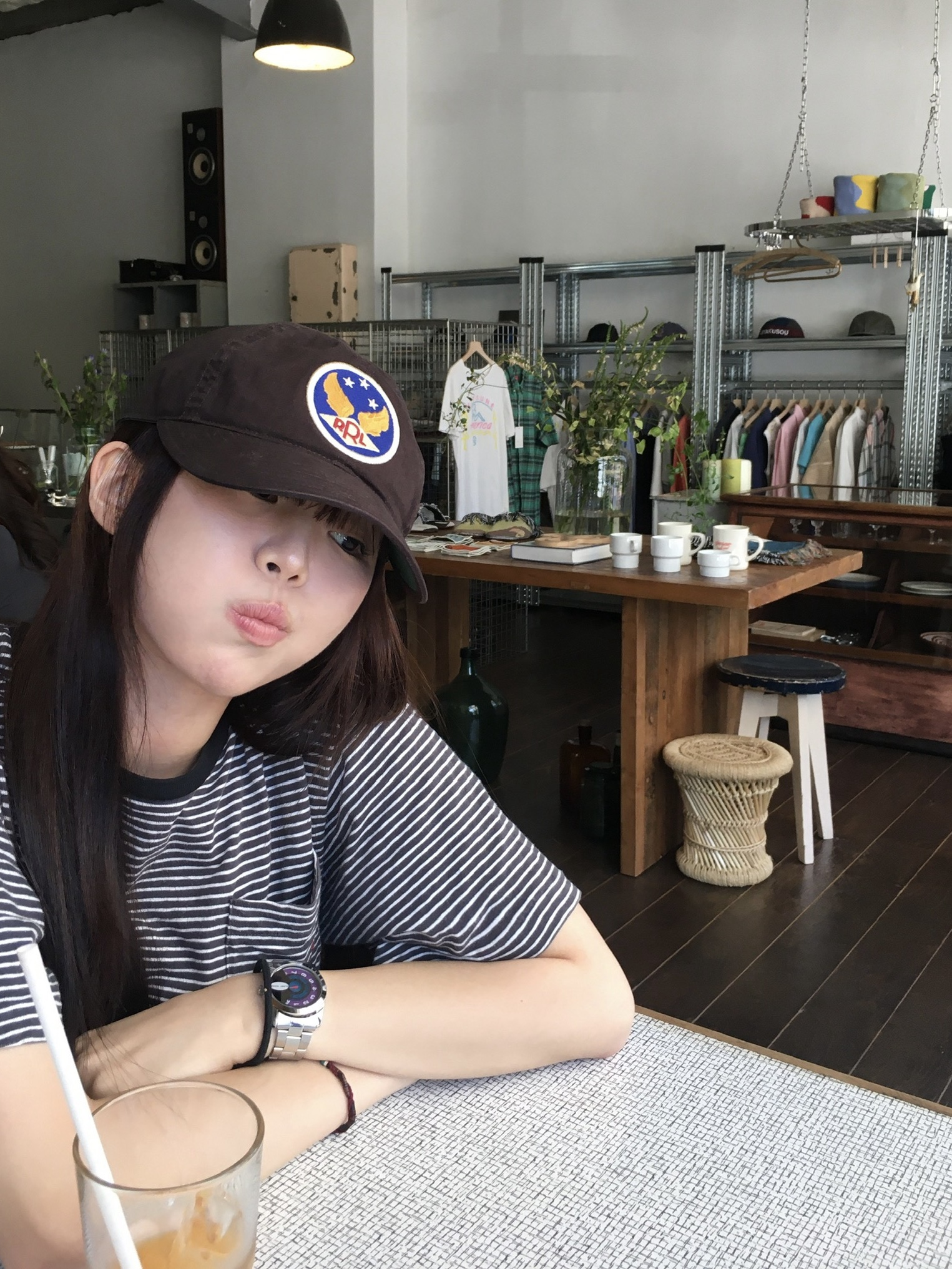 Double RL Garment Dyeing Twill Ball Cap Black μ°©μ© μ€νμΌ - 3