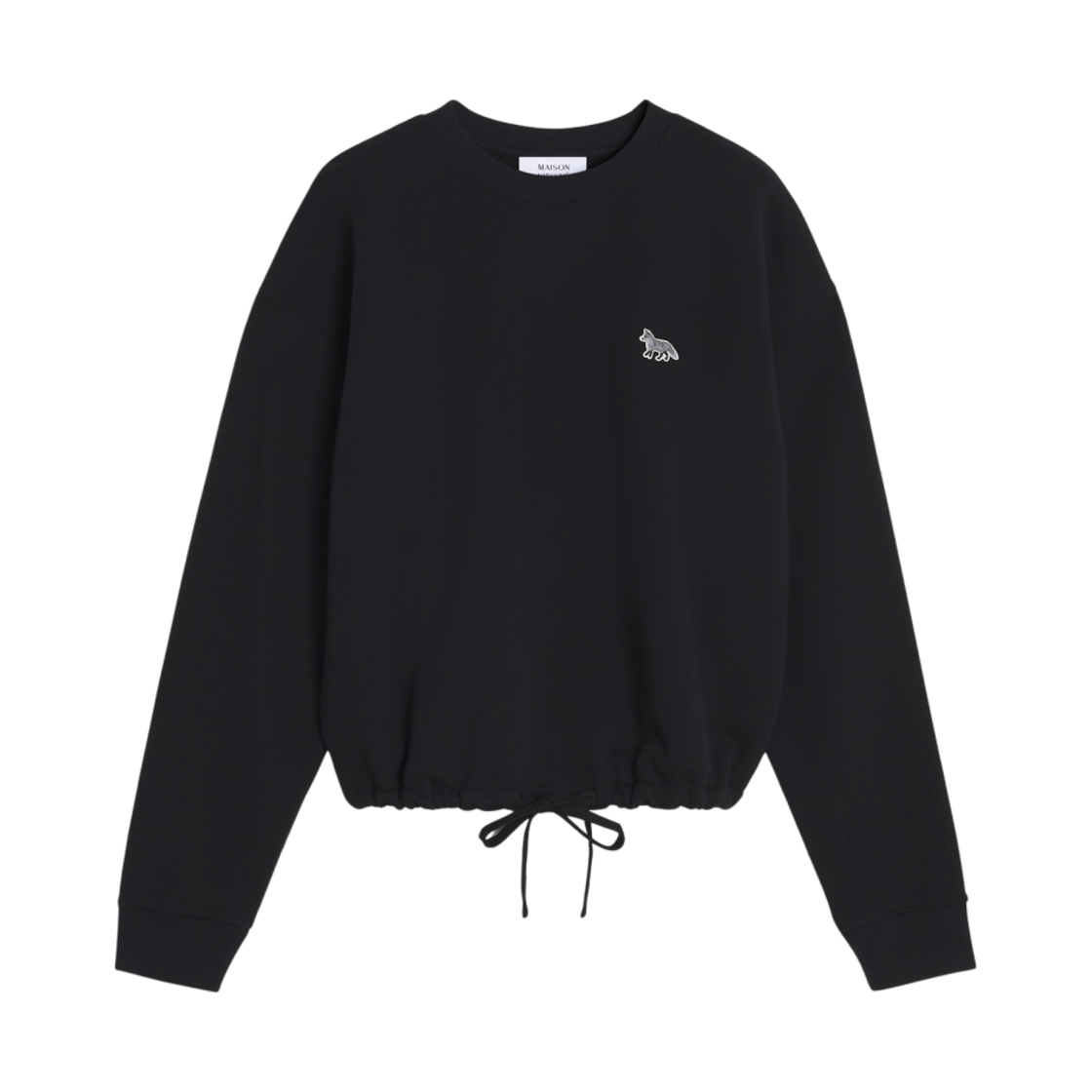 OW00302KM0325-P199 (W) Maison Kitsune Baby Fox Patch Drawstring Comfort Sweatshirt Black