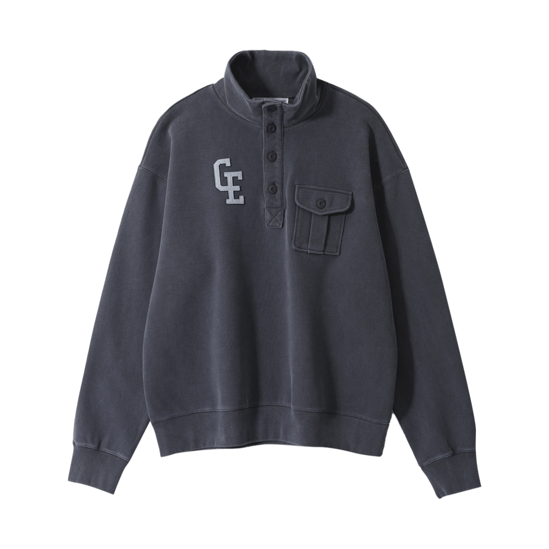 가든익스프레스 하프넥 버튼업 스웻셔츠 차콜(Garden express Half-Neck Button-Up Sweatshirt charcoal)