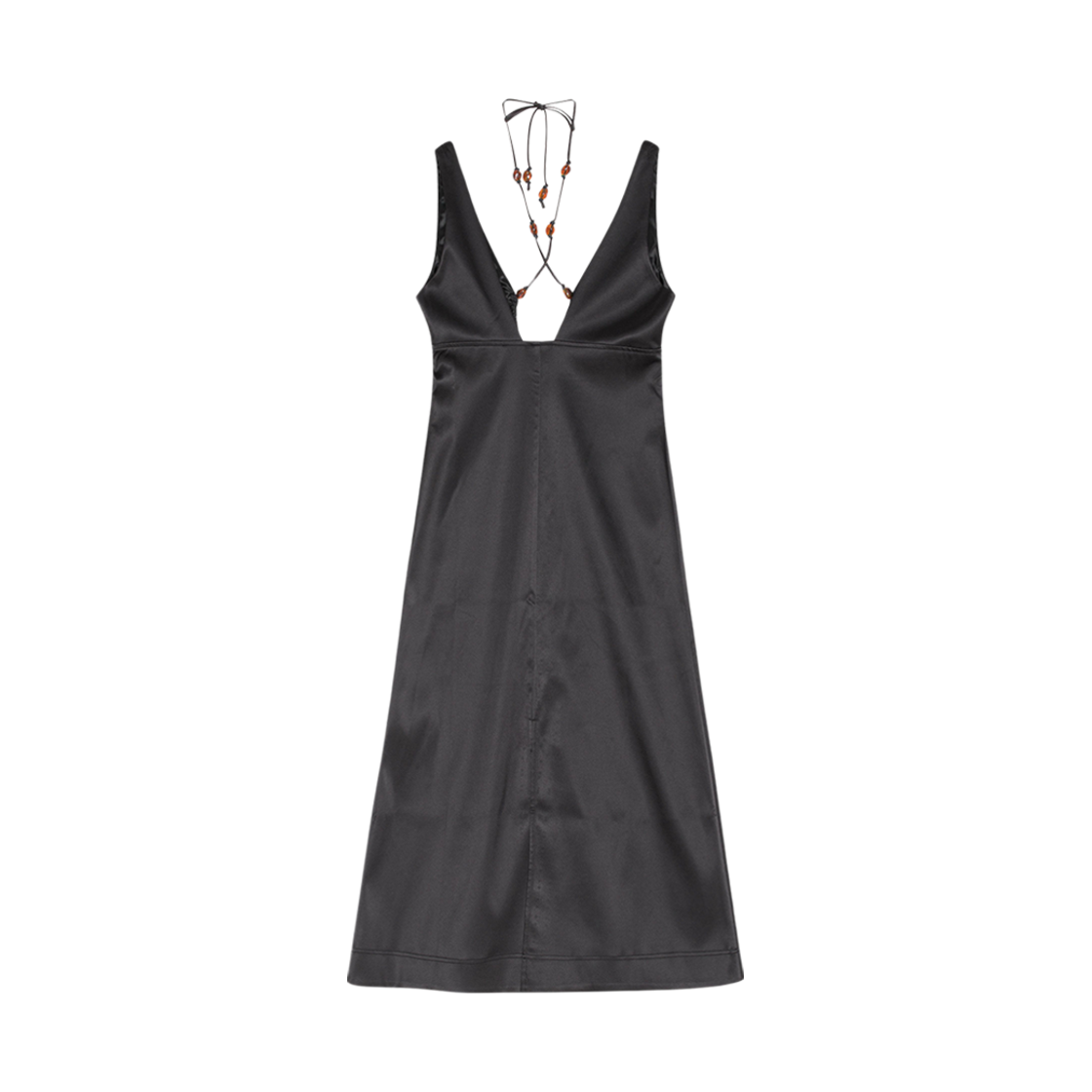 (W) 가니 더블 새틴 홀터넥 드레스 블랙((W) Ganni Double Satin Halter-Neck Dress Black) - 2