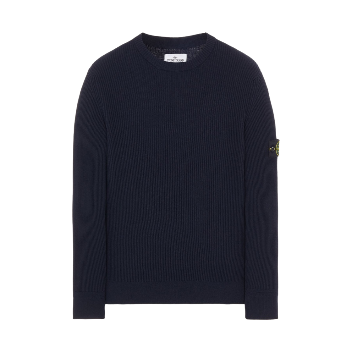 스톤 아일랜드 553C2 풀 립 울 크루넥 니트 네이비 블루 - 22FW(Stone Island 553C2 Full Rib Wool Crewneck Knit Navy Blue - 22FW) - 1