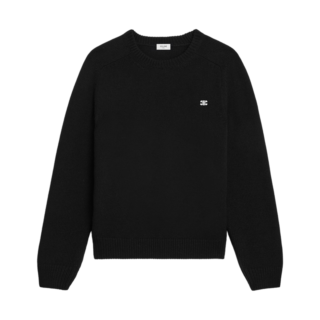 2AC85048T-38NO Celine Crew Neck Triomphe Sweater in Cashmere Wool Noir