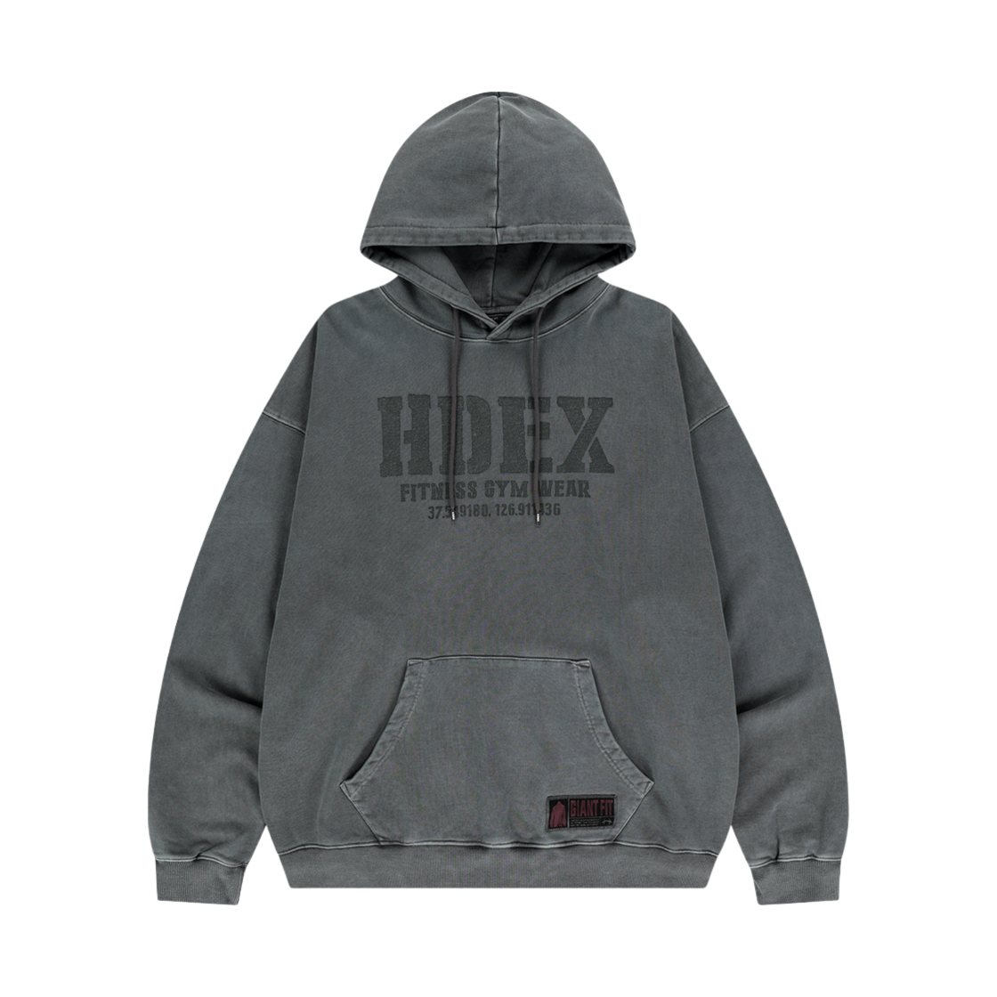 에이치덱스 코어 자이언트핏 피그먼트 후디 피그먼트 차콜(HDEX Core Giant Fit Pigment Hoodie Pigment Charcoal)