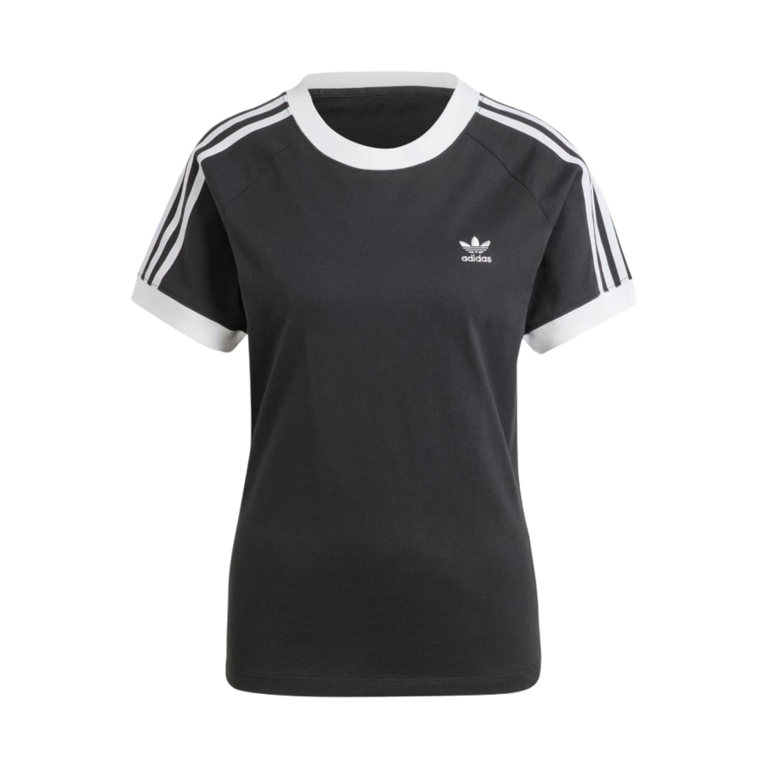 (W) 아디다스 아디컬러 클래식 슬림 3S 티셔츠 블랙 - US 사이즈((W) Adidas Adicolor Classics Slim 3S T-Shirt Black - US Sizing) - 1