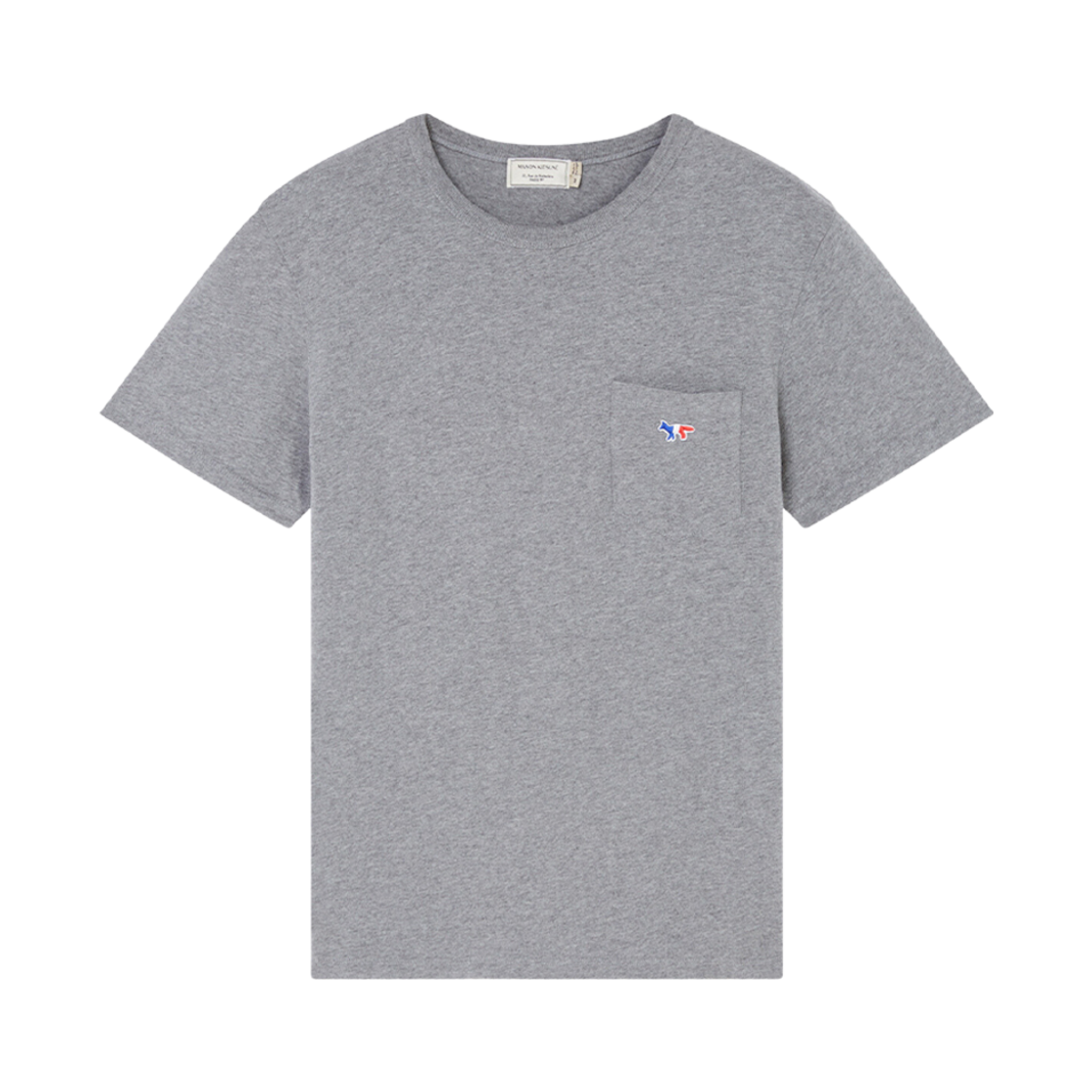 AM00102KJ0010-GRM Maison Kitsune T-Shirt Tricolor Fox Patch Grey Melange
