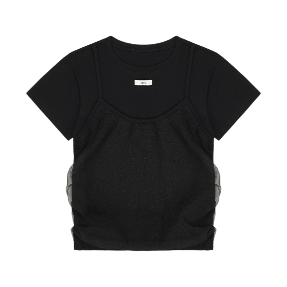 lr_021 Leterie Bustier Layered T-shirt Black