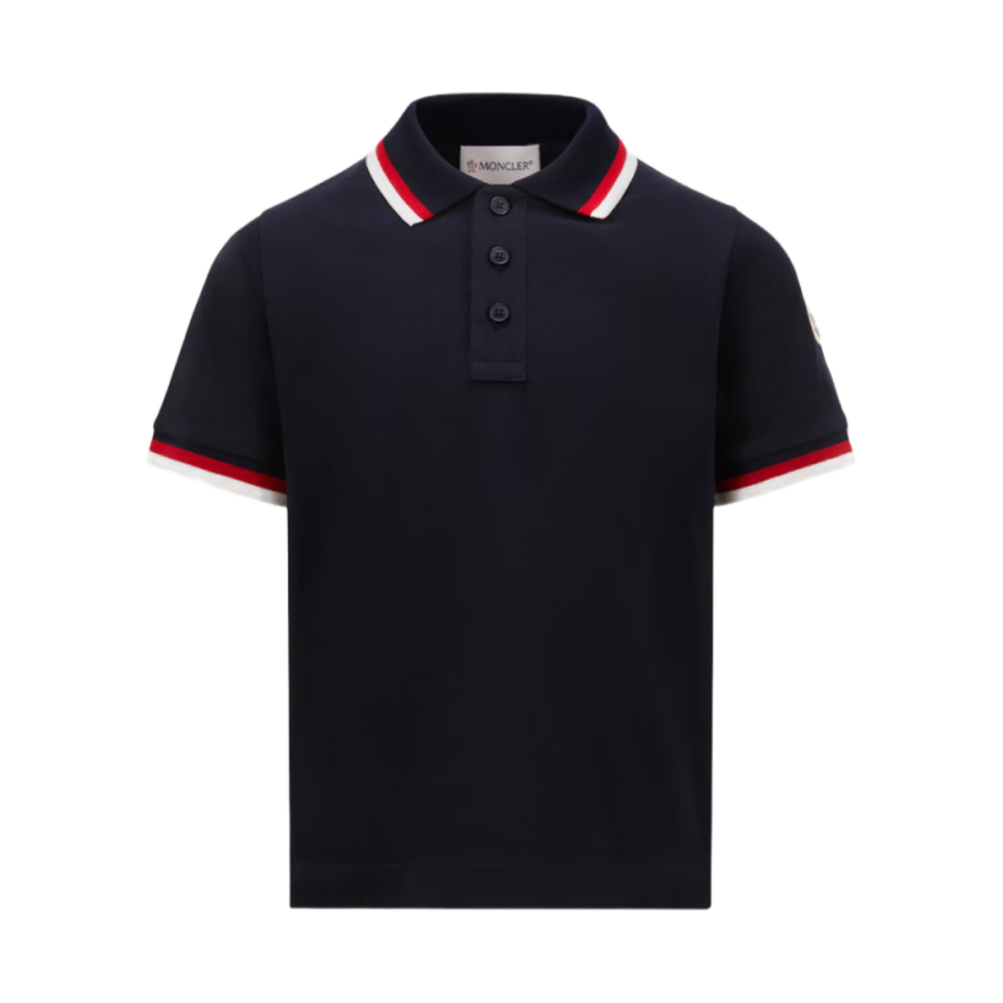 (키즈) 몽클레르 3 컬러 트리밍 코튼 폴로 셔츠 네이비 블루 - 25SS((Kids) Moncler 3 Color Trim Cotton Polo Shirt Navy Blue - 25SS)