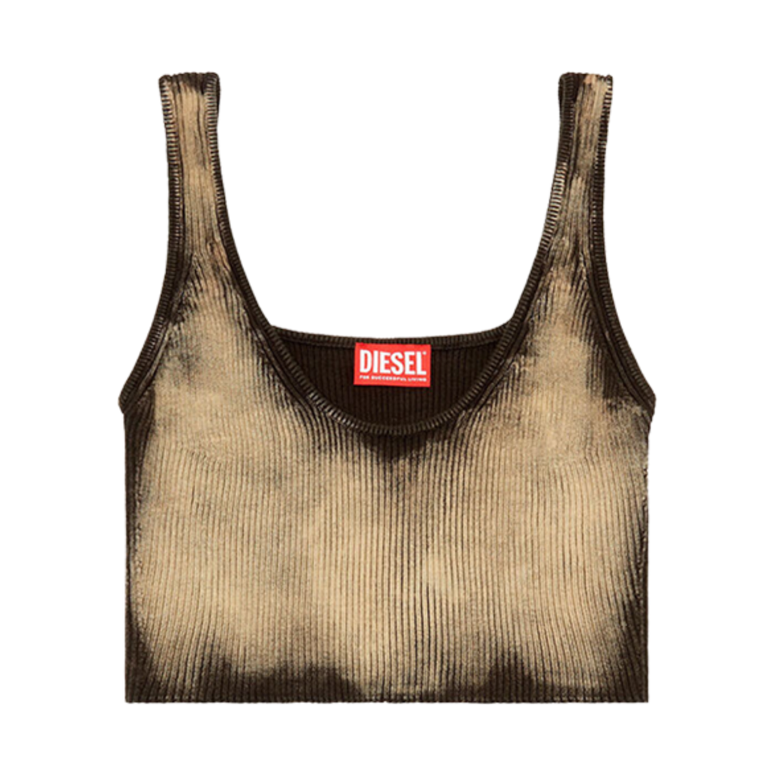 A124150BNAD-900A (W) Diesel M-Deidra Cropped Knit Top With Bleached Effect Beige Black