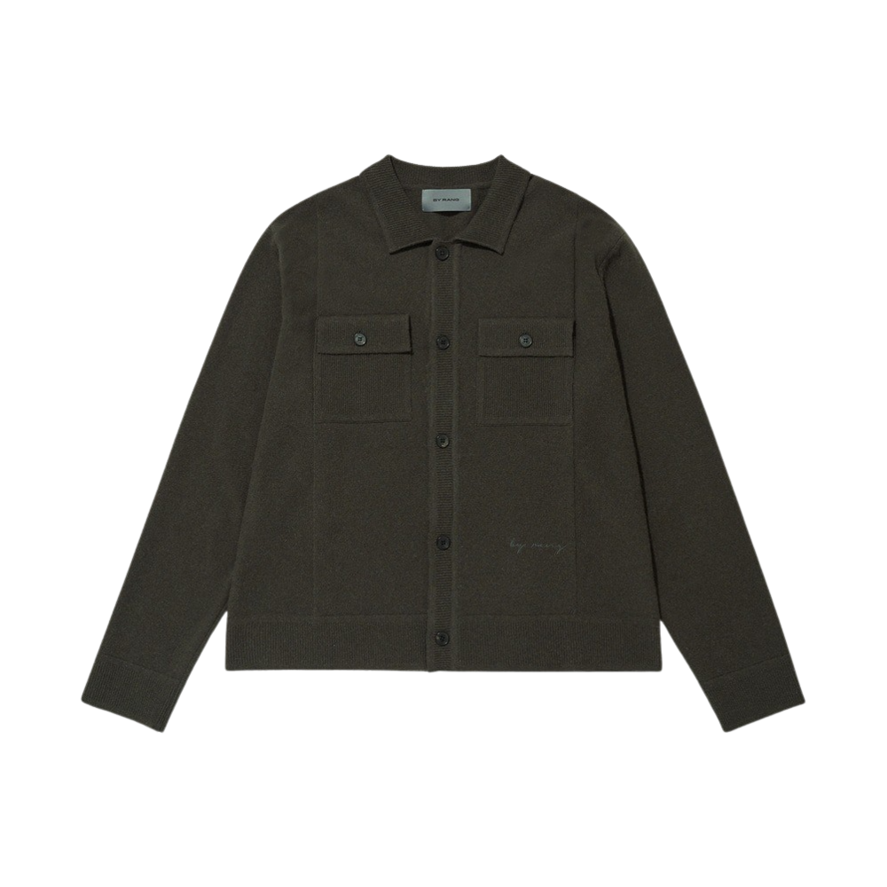 BR024PCD0001C04 BY RANG Wool-Cashmere Pocket Logo Cardigan Dark Grey