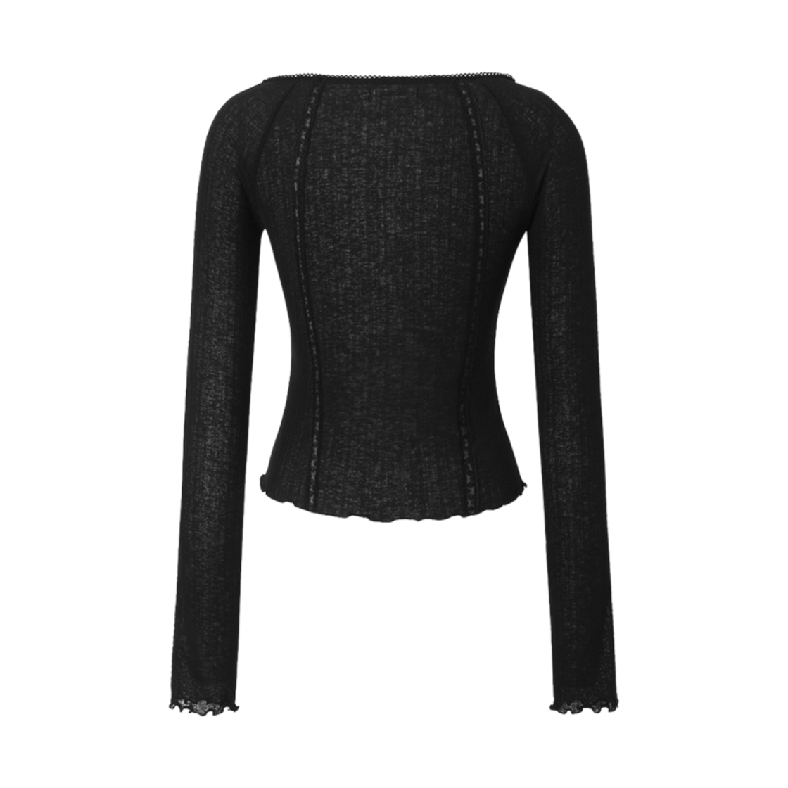 (W) 쓰리타임즈 펜던트 레이스 탑 블랙((W) Threetimes Pendant Lace Top Black) - 2