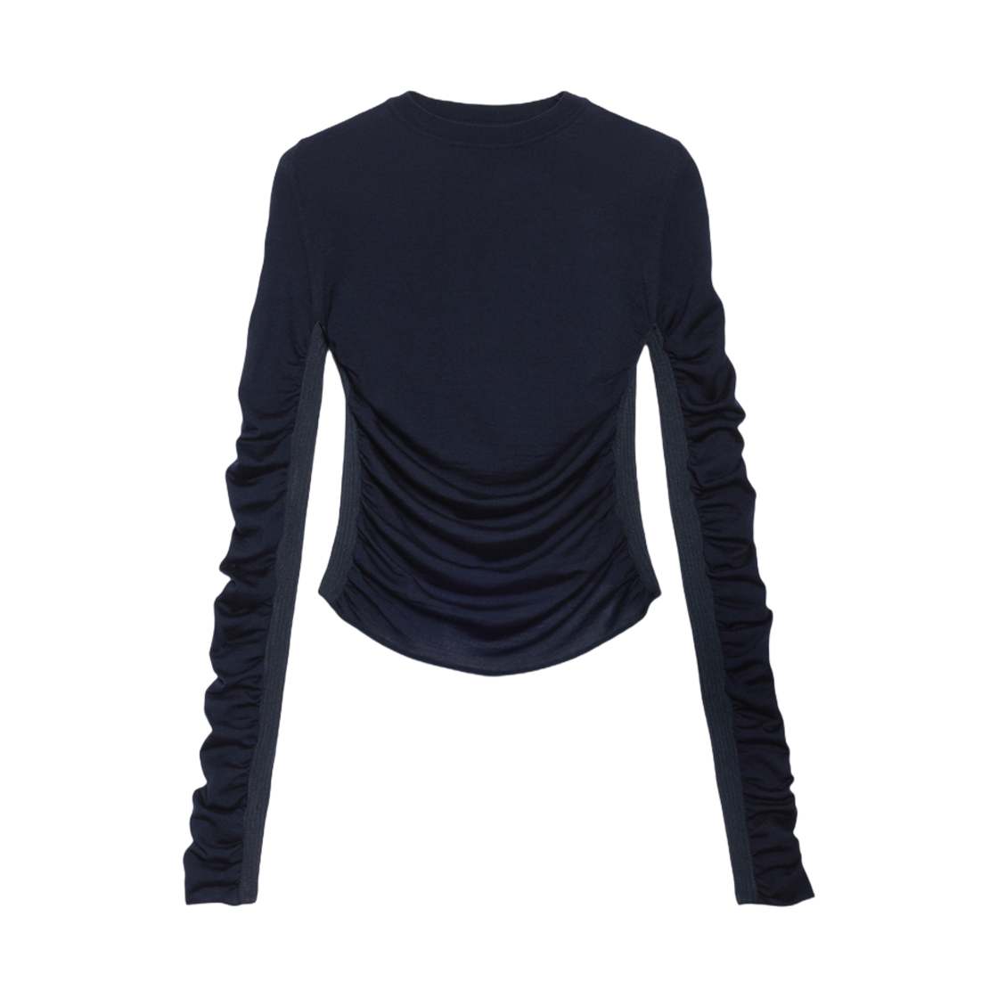 (W) 자크뮈스 라 마이유 사르가스 립 백 풀오버 다크 네이비((W) Jacquemus La Maille Sargas Ribbed Back Pullover Dark Navy) - 1