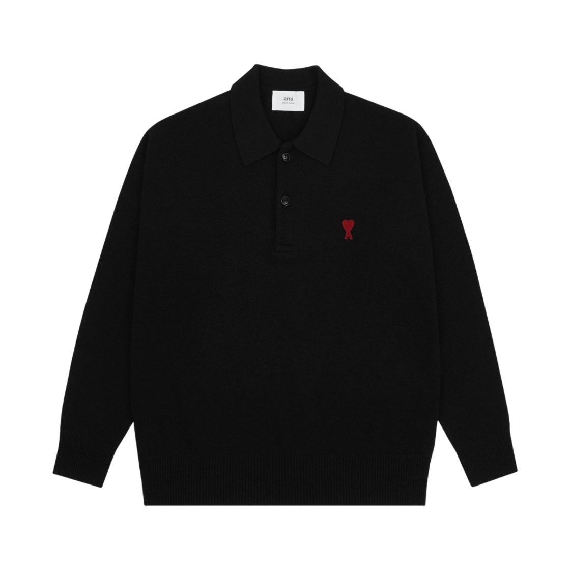 아미 스몰 하트 로고 울 폴로 블랙(AMI de Coeur Wool Polo Black) - 1