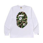 BAPE ABC Camo Big Ape Head L/S T-Shirt White Green