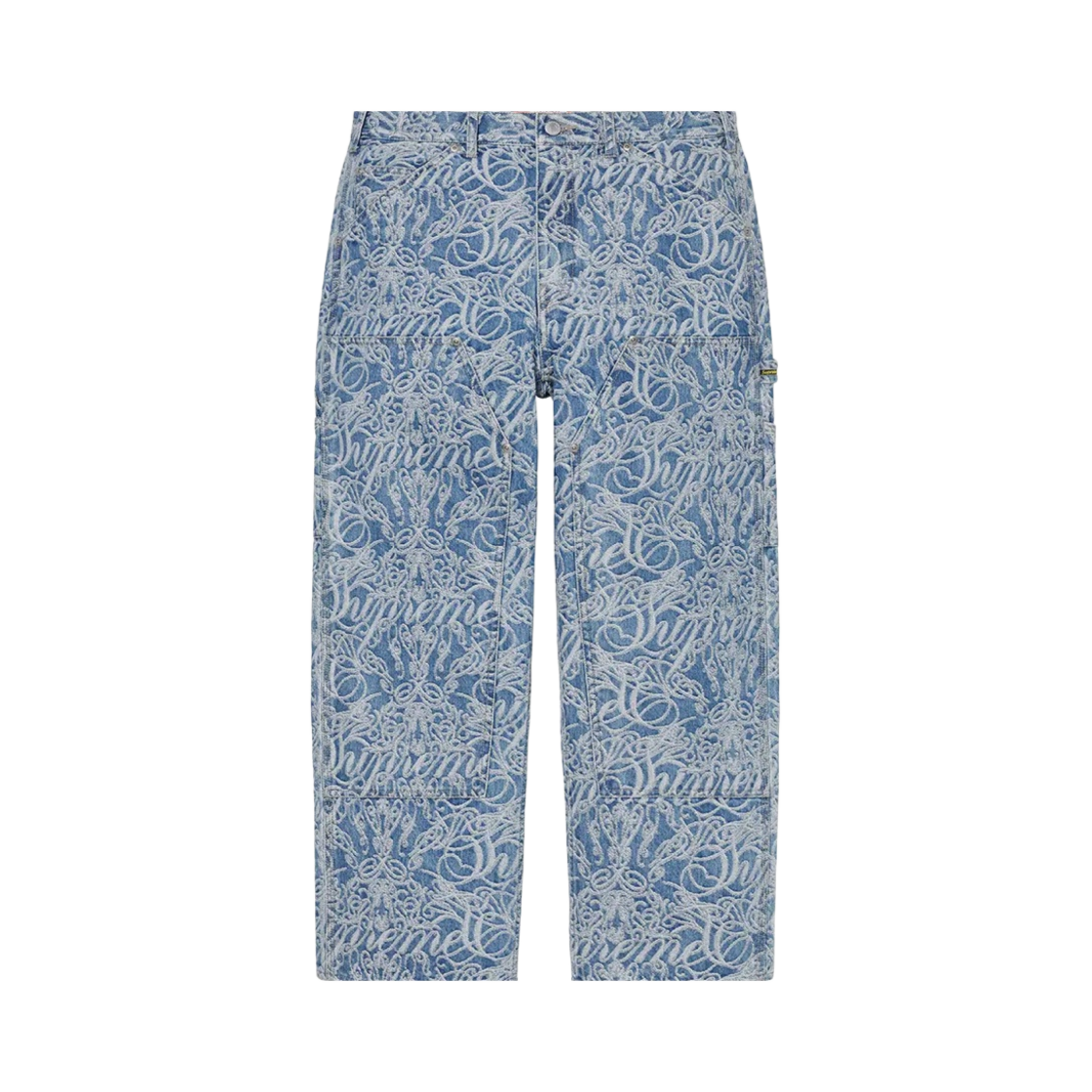 슈프림 스크립트 자카드 더블 니 데님 페인터 팬츠 워시드 블루 - 22FW