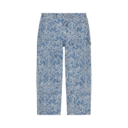 Supreme Script Jacquard Double Knee Denim Painter Pants Washed Blue - 22FW