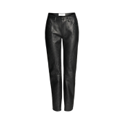 (W) Marine Serre Regenerated Moonogram Straight Leather Trousers Black