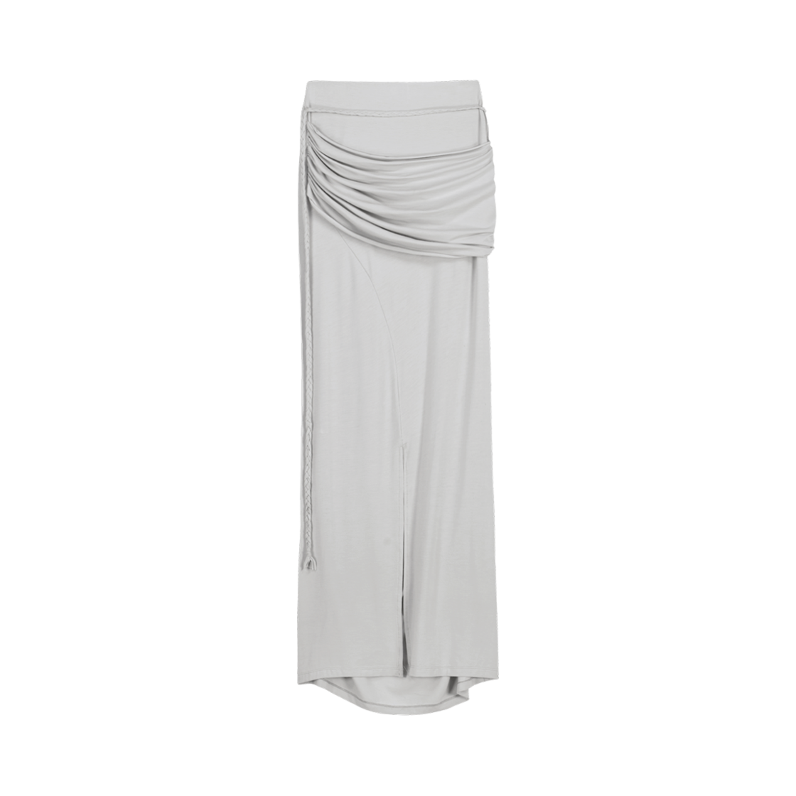 25SS-SK04-WGR OJOS Layering Draped Maxi Skirt Warm Grey
