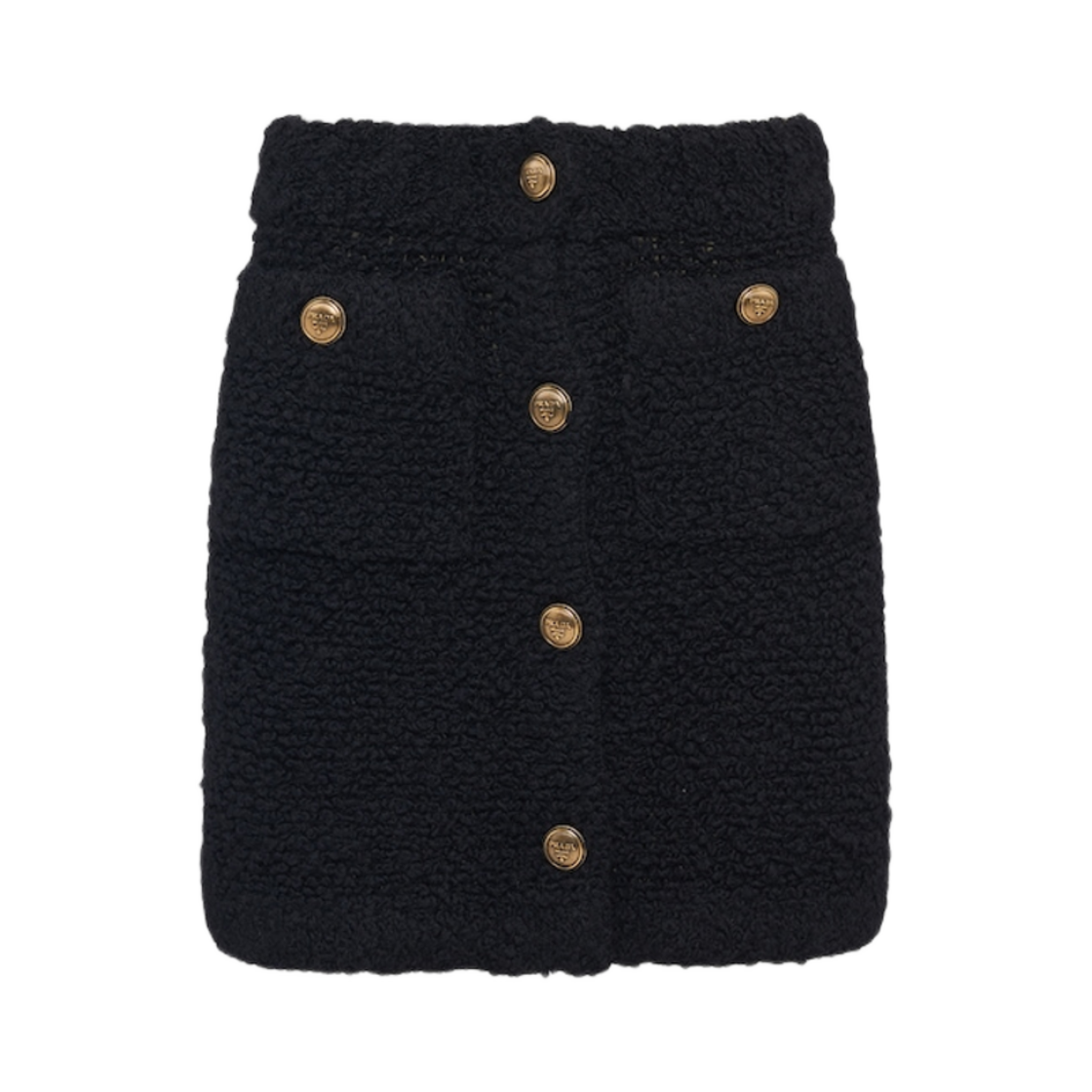 (W) 프라다 부클 모헤어 미니스커트 블랙((W) Prada Boucle Mohair Miniskirt Black) - 1