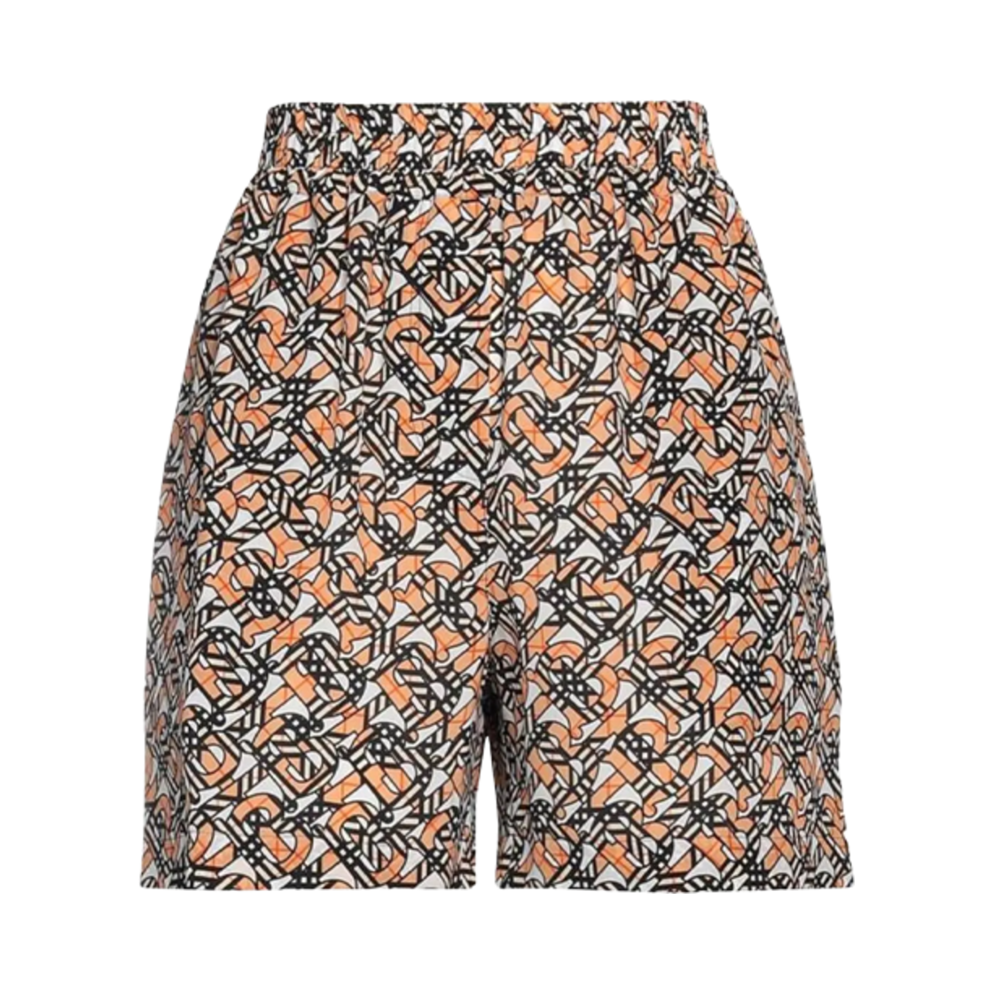 (W) 버버리 모노그램 프린트 실크 쇼츠 화이트 IP 패턴((W) Burberry Monogram Print Silk Shorts White IP Pattern)