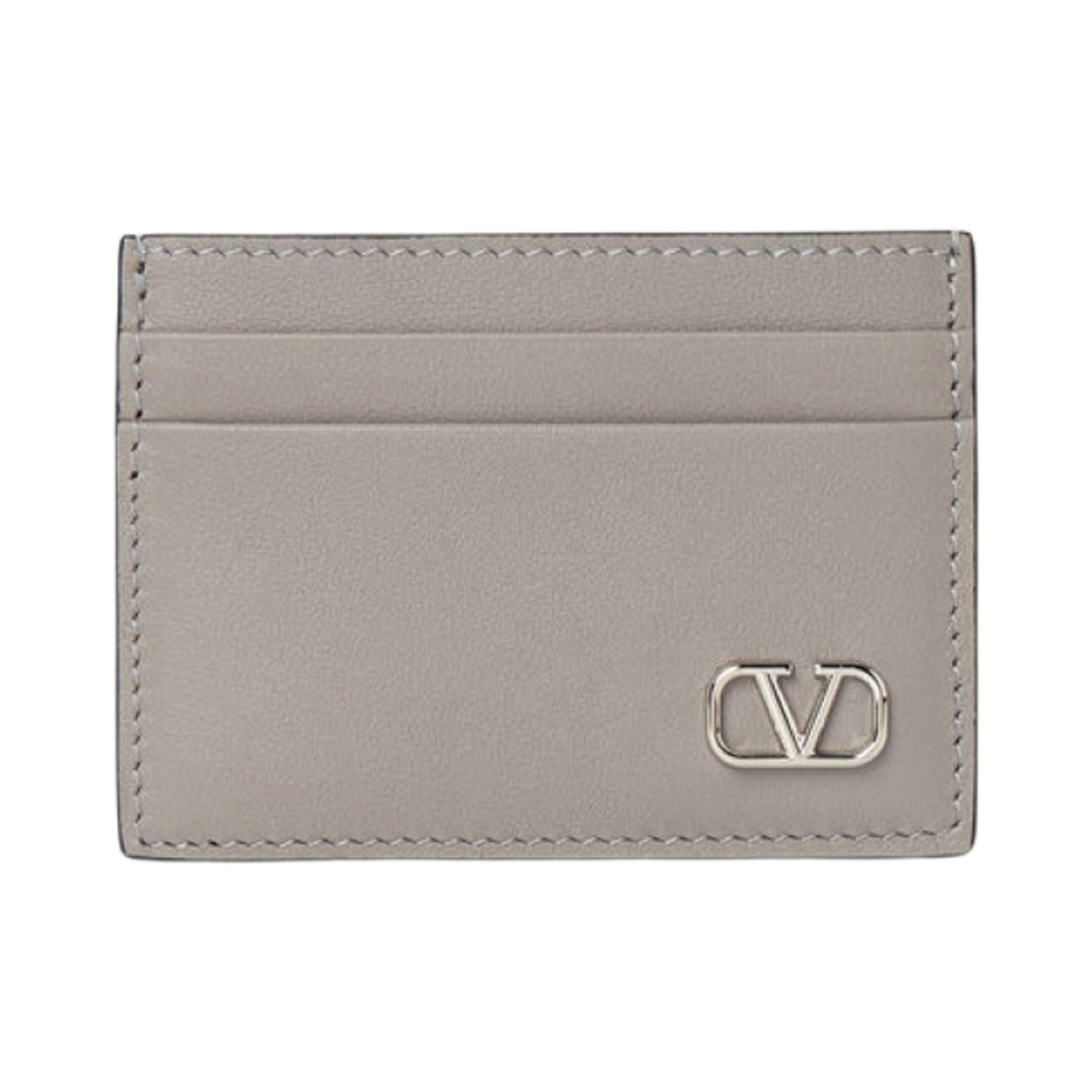P0T83LMVG09 Valentino Vlogo Card Holder Pearl Grey