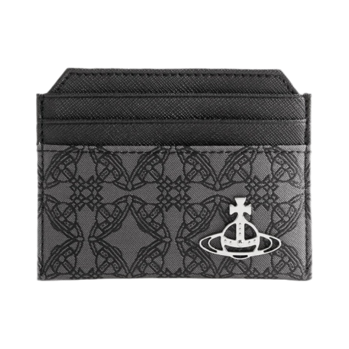 비비안 웨스트우드 리자카드 오보라마 슬림 카드 홀더 미니 블랙 그레이(Vivienne Westwood Re-Jacquard Orborama Slim Card Holder Mini Black Grey) - 1